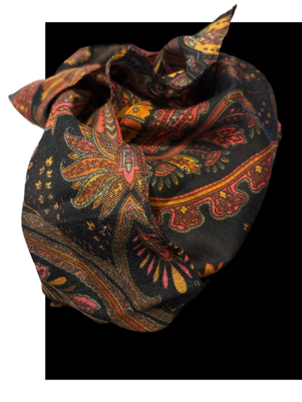 Vintage Paisley Black Scarf with Autumn Hues NWOTS - Picture 6 of 13